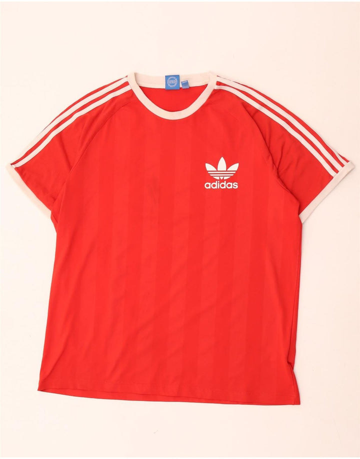 Adidas Herre T-Shirt Top XL Rødstribet Polyester