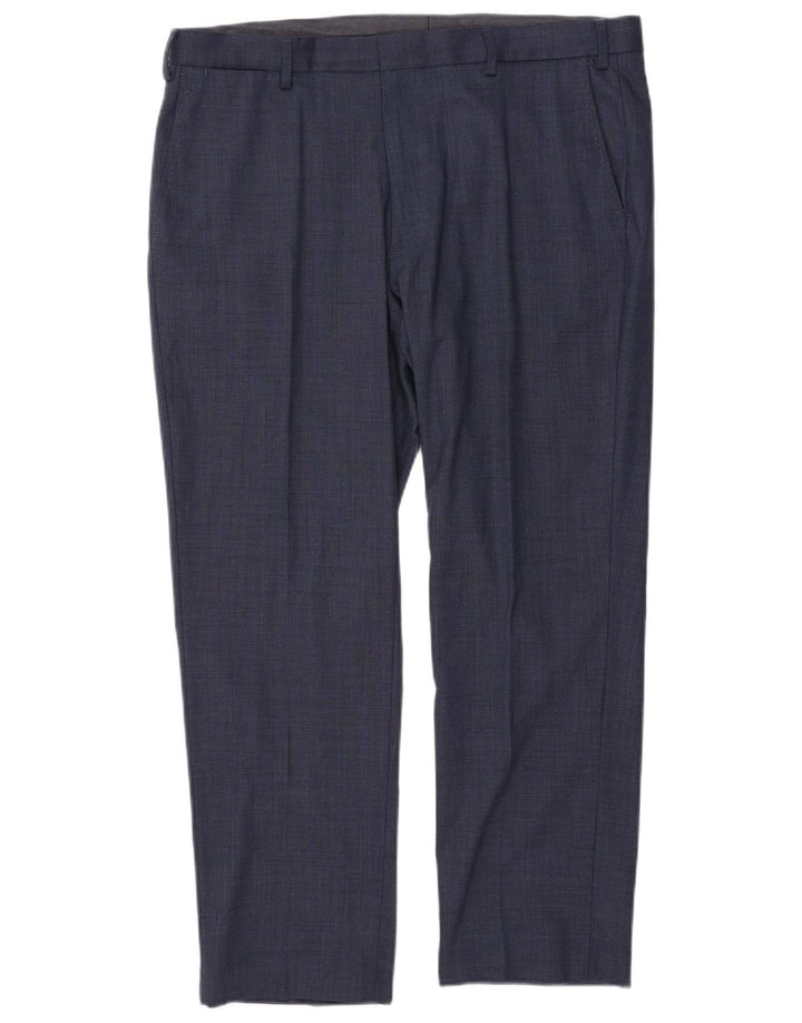 Marks & Spencer Herre Regular Fit Suit Bukser W38 L29 Blue Wool