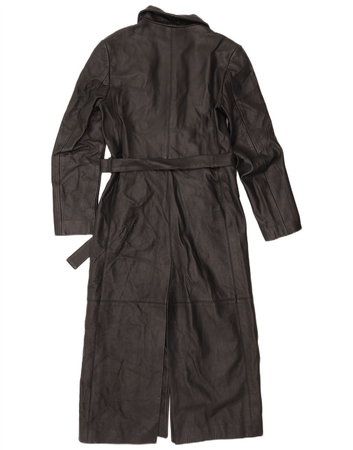 VINTAGE Læderfrakke til kvinder UK 10 Lille Sort