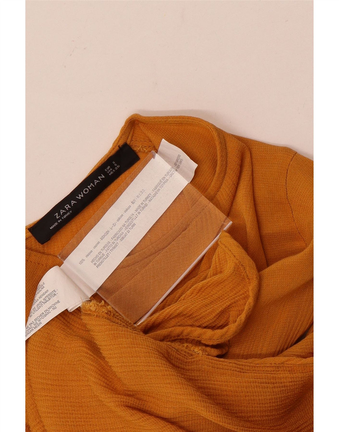 Zara Dame Langærmet Bluse Top UK 10 Small Yellow Viscose