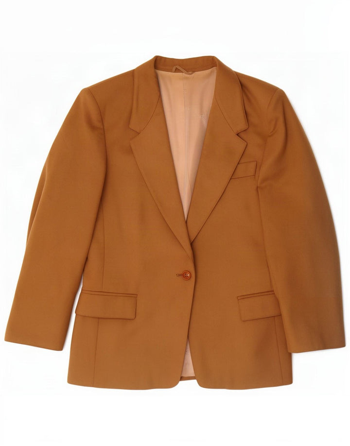 Max Mara Dame 1 Knap Blazer Jakke UK 14 Stor Brun Uld