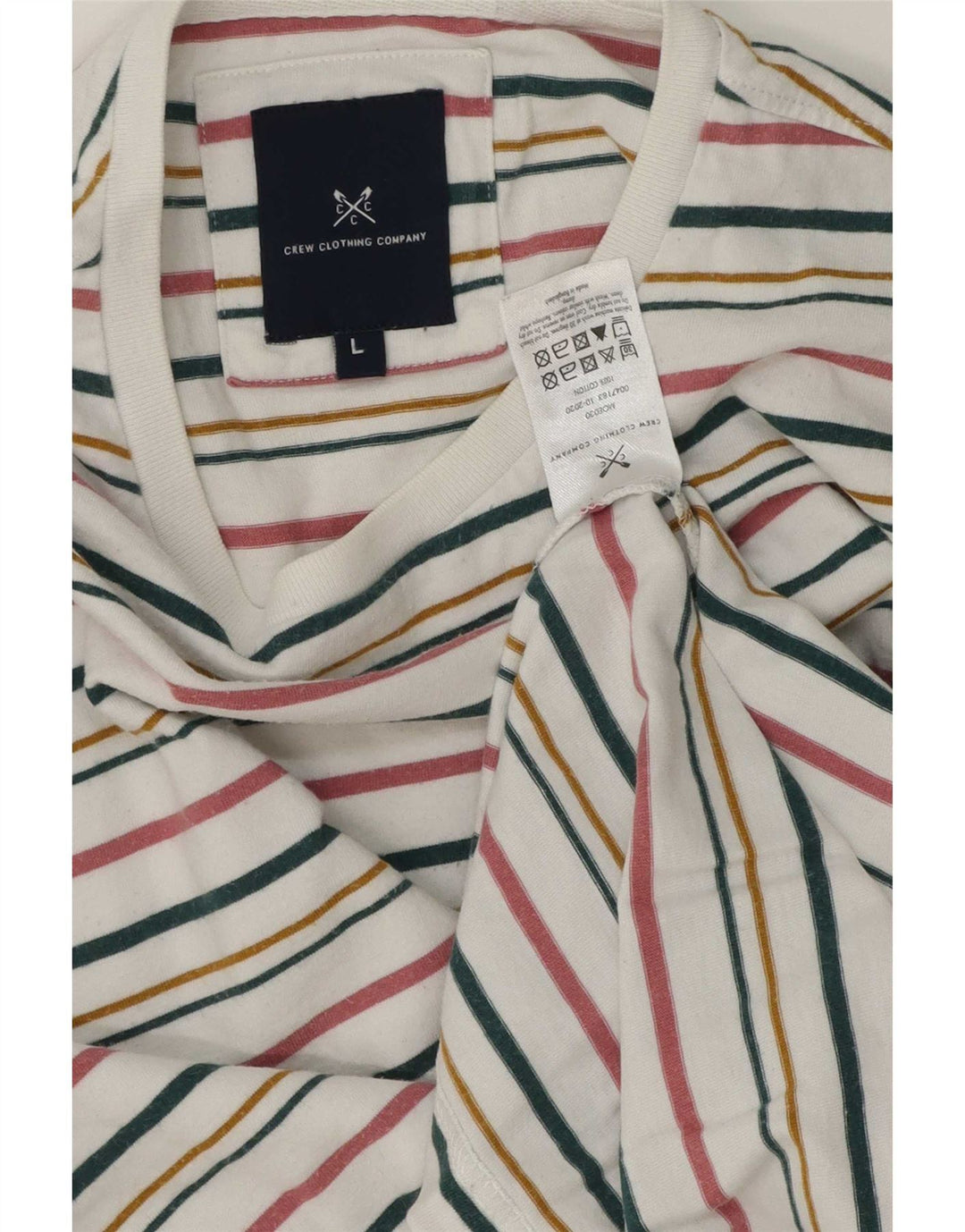 Crew Clothing Herre T-Shirt Top Stor Flerfarvet Stribet Bomuld
