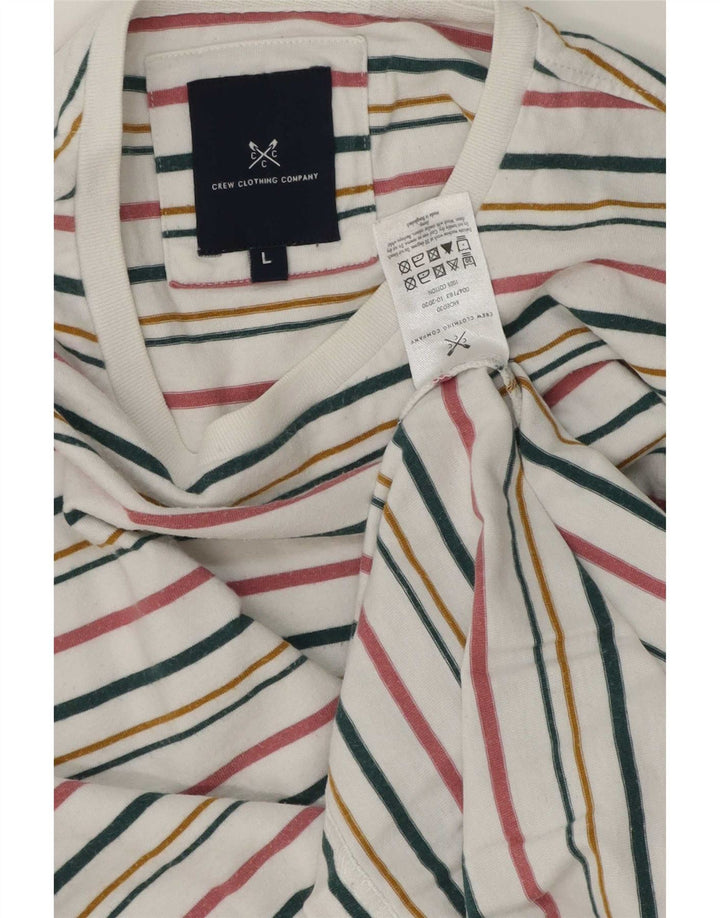 Crew Clothing Herre T-Shirt Top Stor Flerfarvet Stribet Bomuld