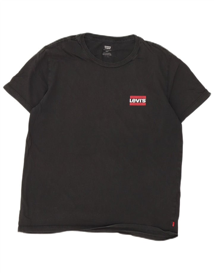 Levi's Dame Slim T-Shirt Top UK 16 Stor Sort Bomuld
