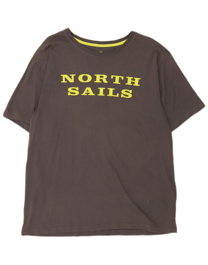 NORTH SAILS Herre Grafisk T-Shirt Top XL Grå Bomuld