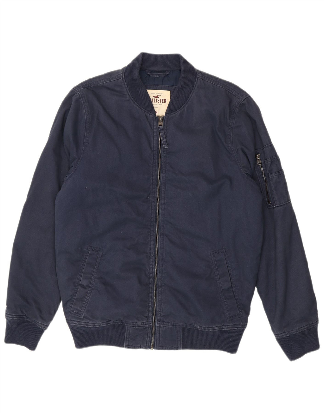Hollister Herre Bomber Jacket UK 38 Medium Navy Blue Bomuld