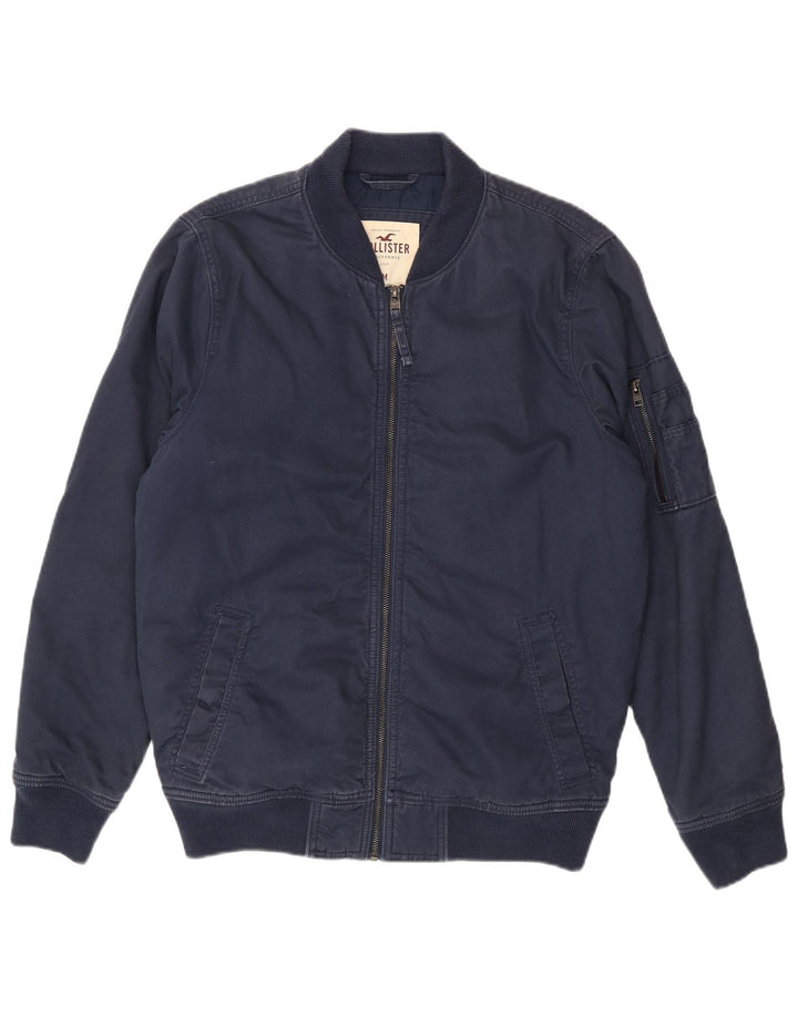 Hollister Herre Bomber Jacket UK 38 Medium Navy Blue Bomuld