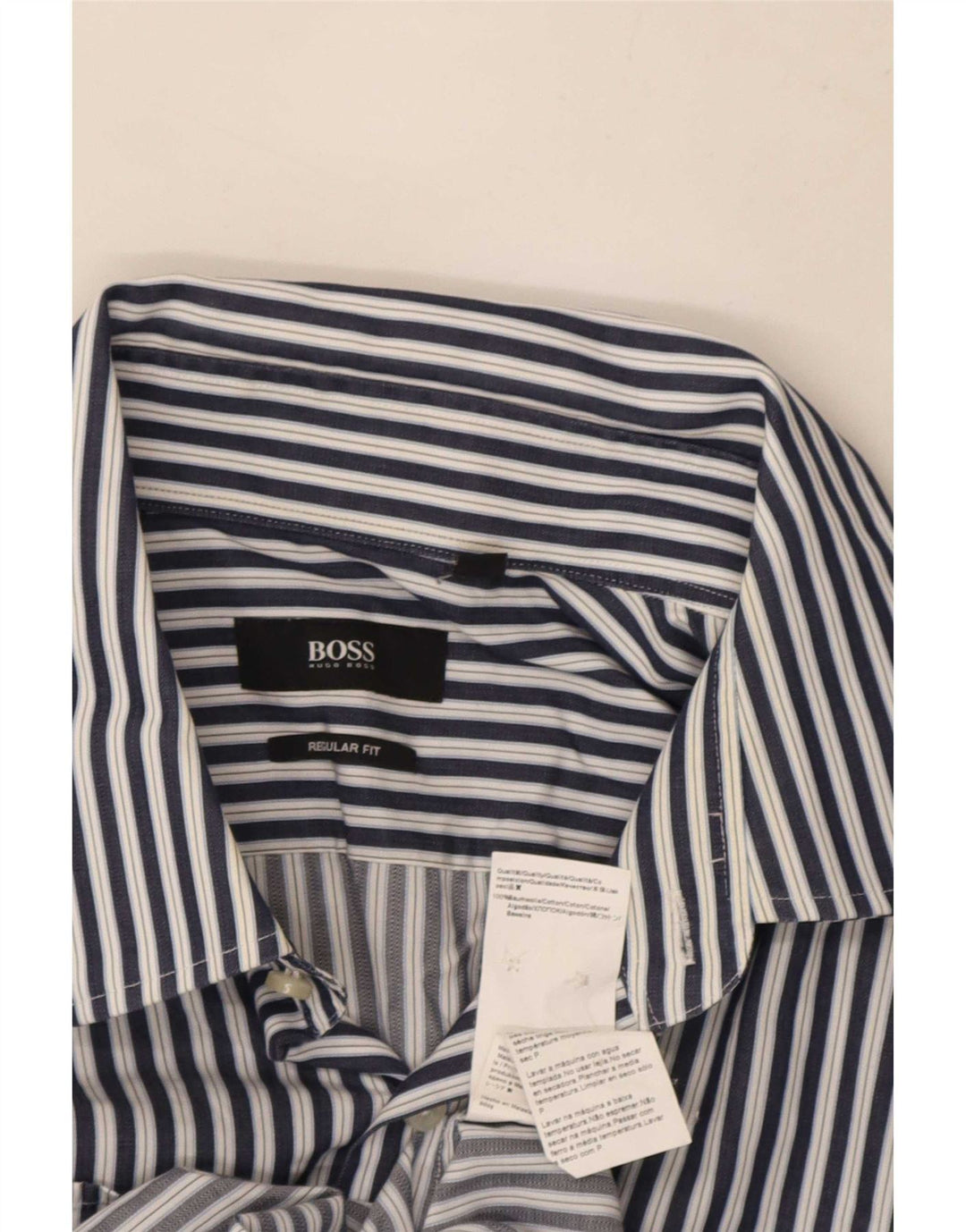 Hugo Boss Herre Regular Fit Skjorte Størrelse 42 16 1/2 Stor Marineblå Stribet