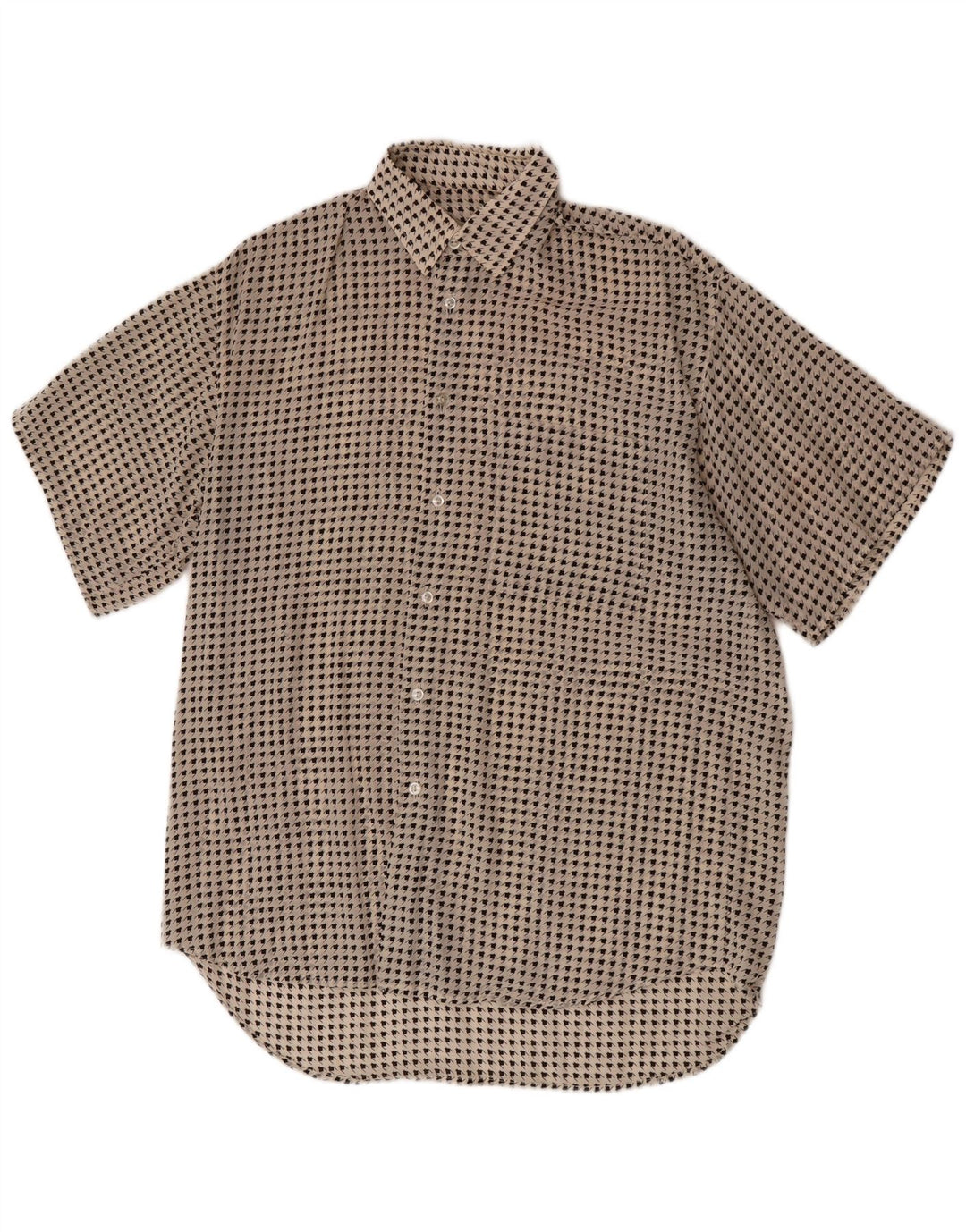 Vintage Dame Longline kortærmet skjorte UK 16 Large White Houndstooth