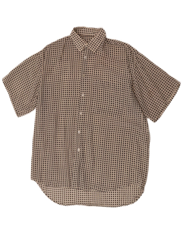 Vintage Womens Longline Short Sleeve Shirt UK 16 Large White Houndstooth