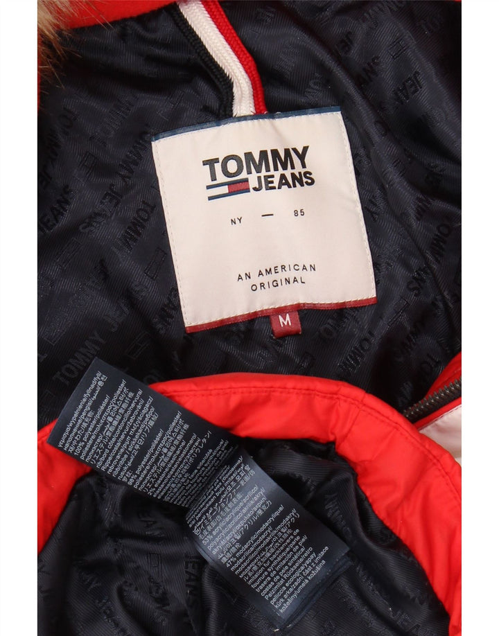 TOMMY HILFIGER Womens Padded Jacket UK 14 Medium Multicoloured Colourblock Vintage Tommy Hilfiger and Second-Hand Tommy Hilfiger from Messina Hembry 