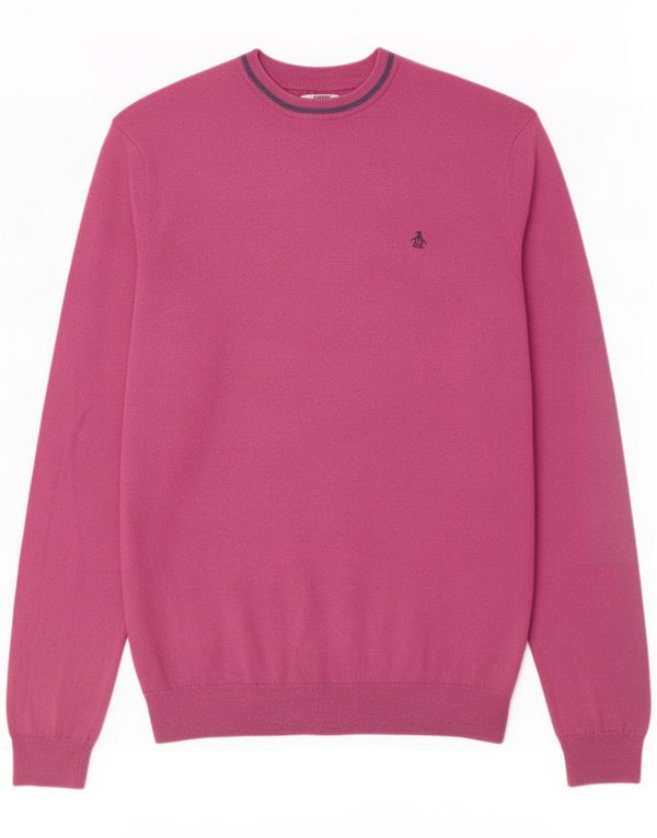 Penguin sweater med rund hals til mænd Medium Pink Bomuld