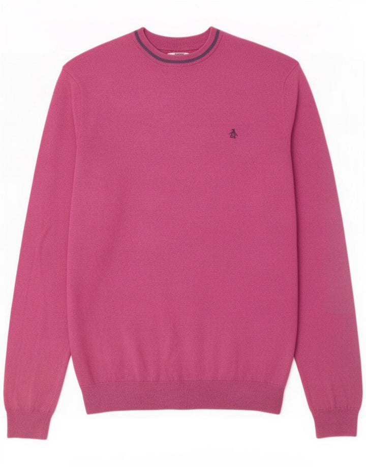 Penguin sweater med rund hals til mænd Medium Pink Bomuld