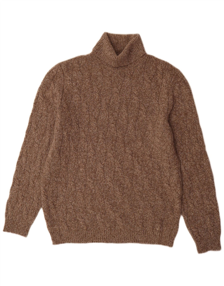 Massimo Dutti Herre Roll Neck Jumper Sweater Large Brown Flecked