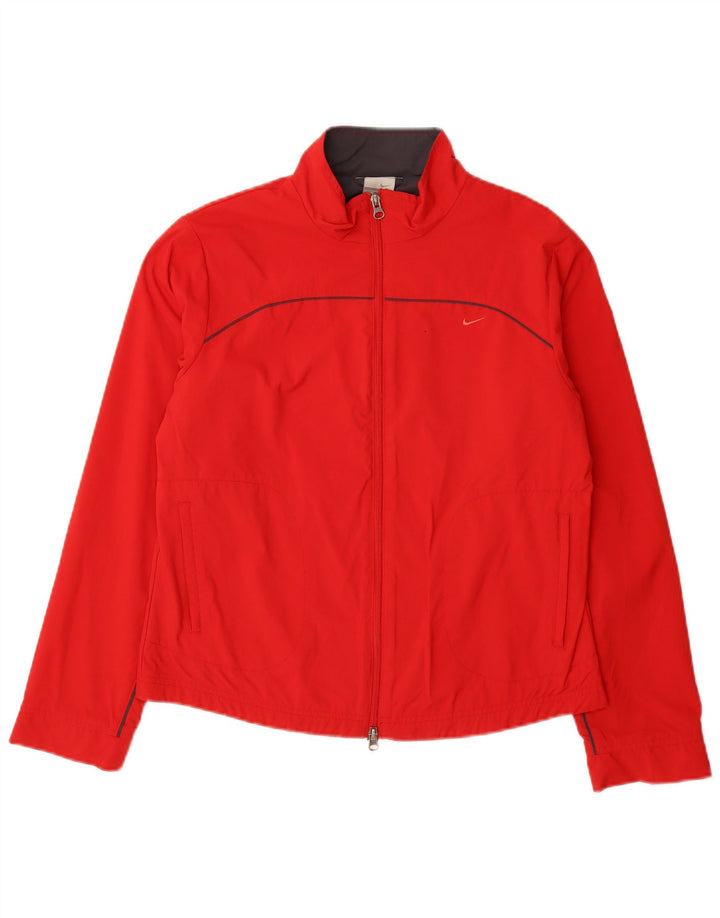 NIKE træningsdragt topjakke til kvinder UK 10/12 Medium rød nylon