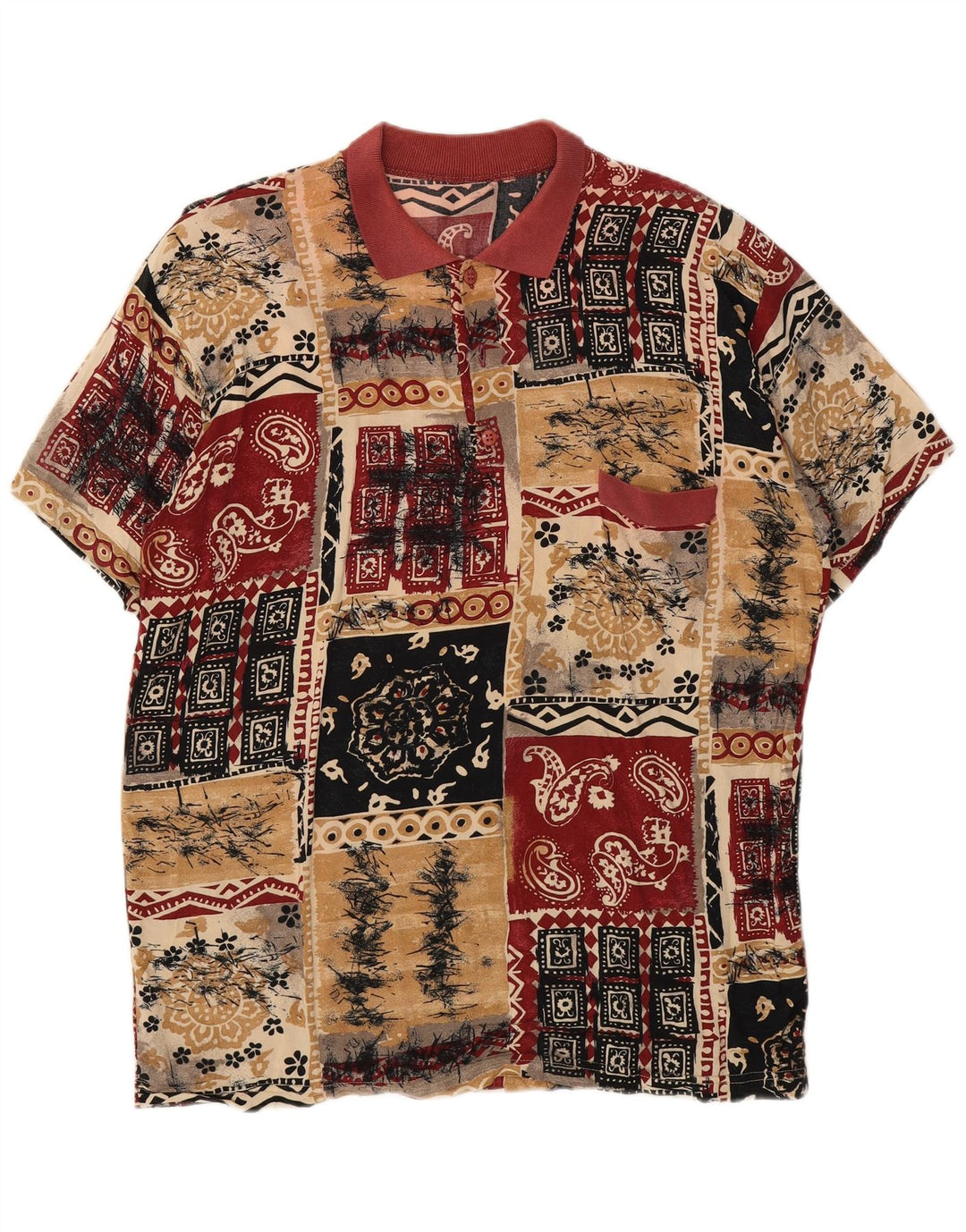 Vintage herre poloshirt Stor flerfarvet patchwork
