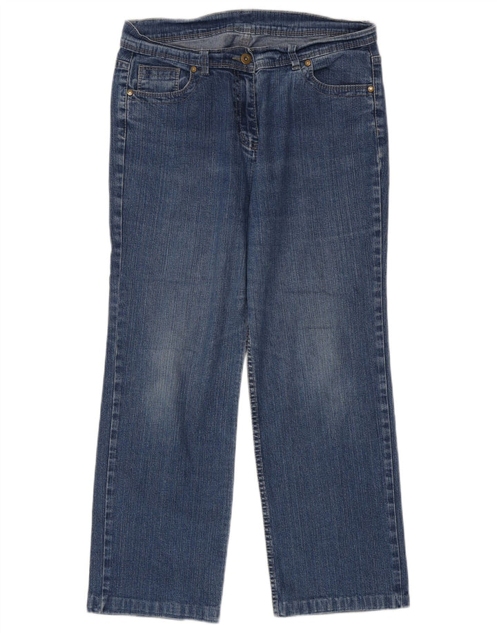 Marks & Spencer Kvinder Kort Straight Jeans UK 12 Medium W30 L25 Blå