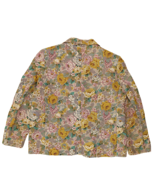 Vintage Dame 3 Button Blazer Jacket UK 16 Large Multicolored Floral