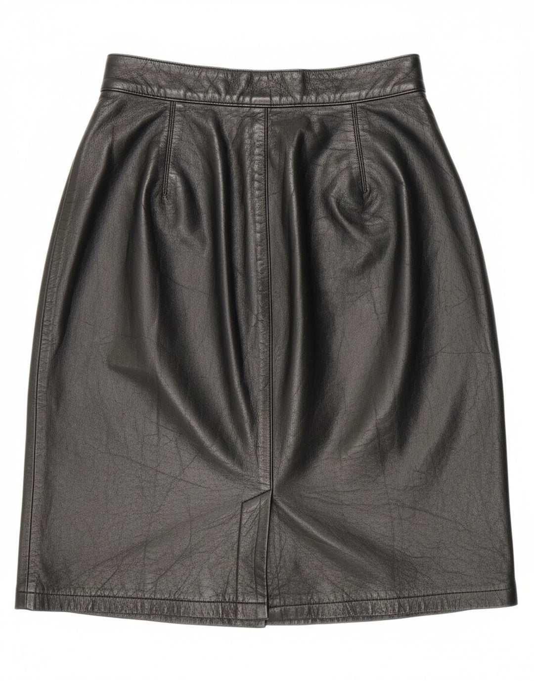 CONCERTO Womens Leather Skirt UK 8 Small W24  Black Leather