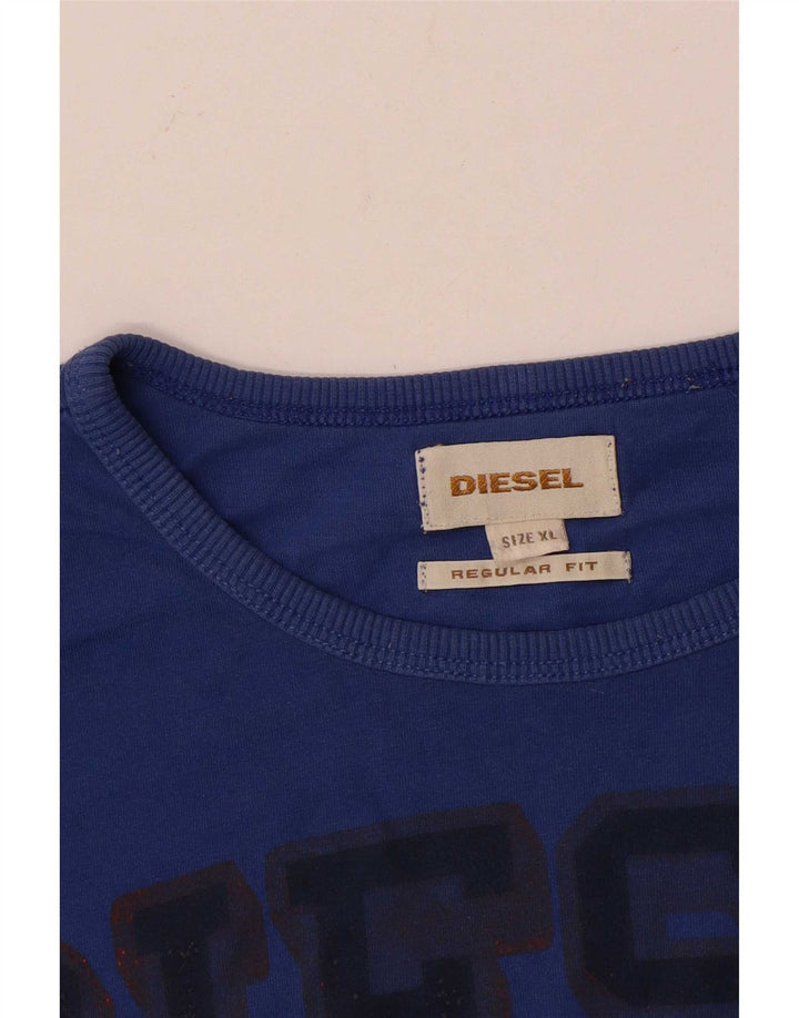 Diesel Herre Regular Fit Grafisk T-Shirt Top XL Blå