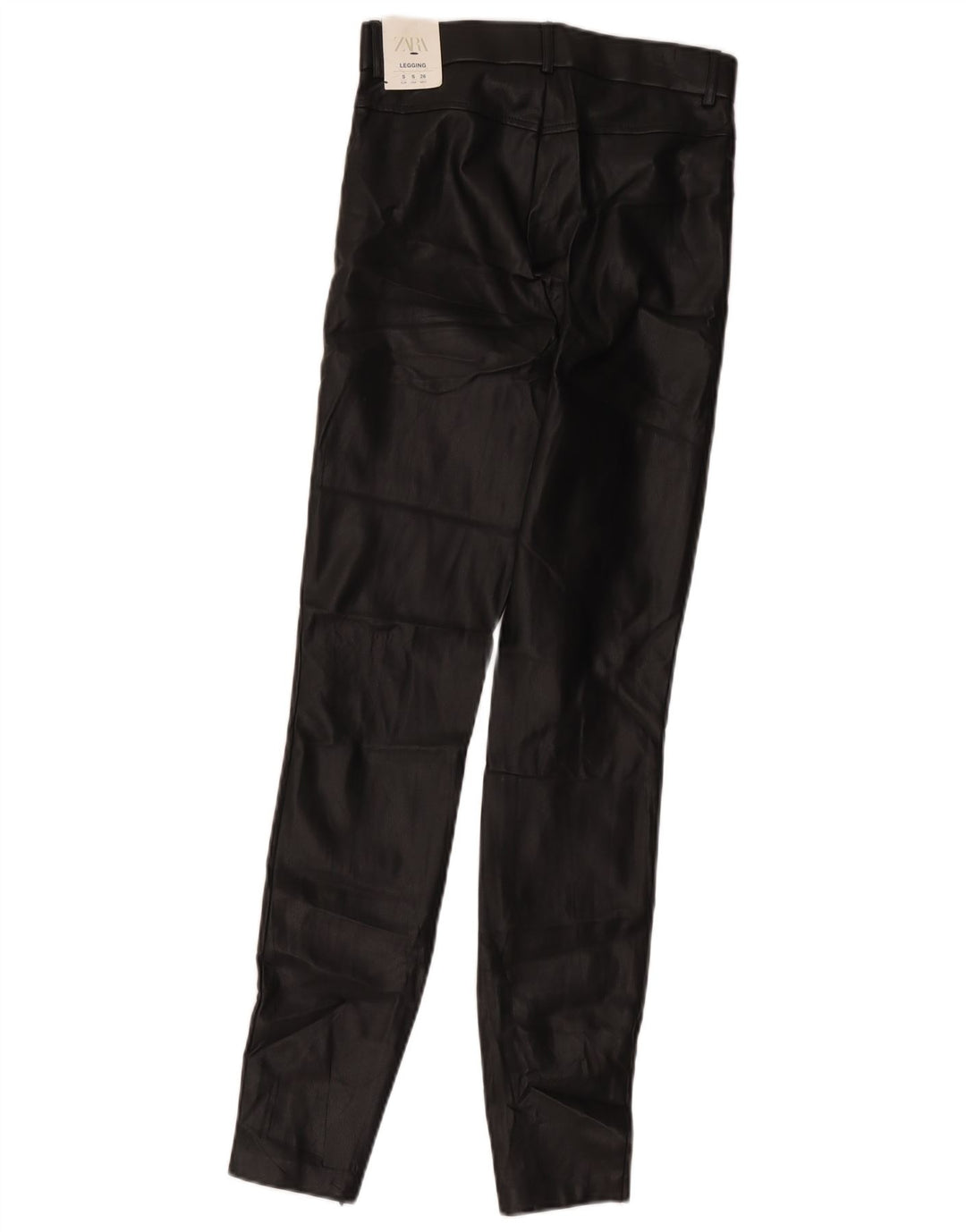 Zara Legging i imiteret læder bukser UK 10 Small Black Polyester