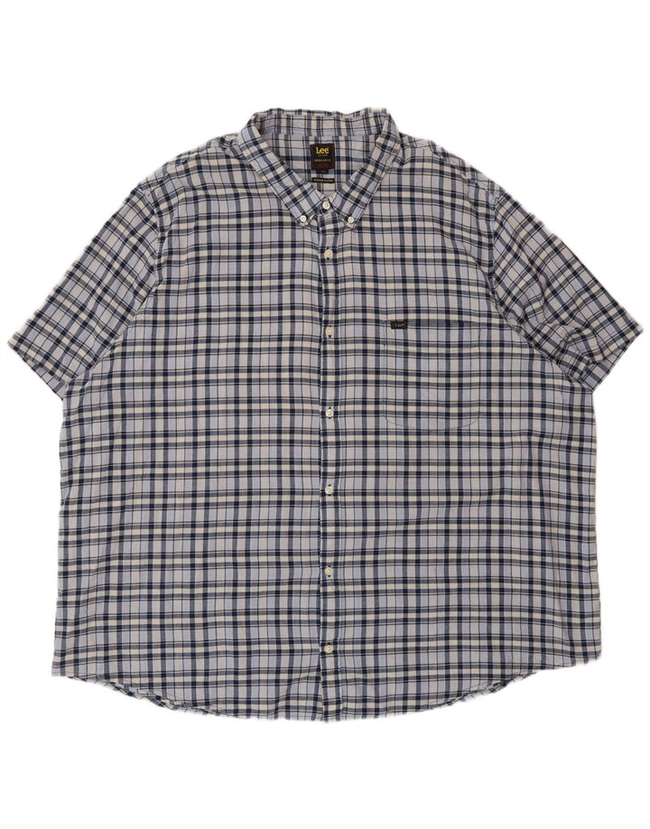 Lee Herre Regular Fit kortærmet skjorte 5XL blå ternet bomuld