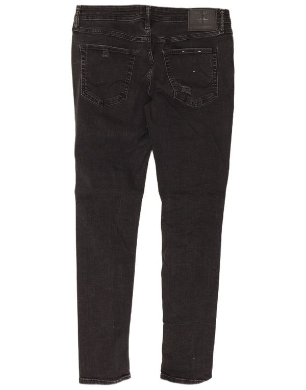 Jack & Jones Mens Distressed Slim Jeans W34 L32 Black Cotton