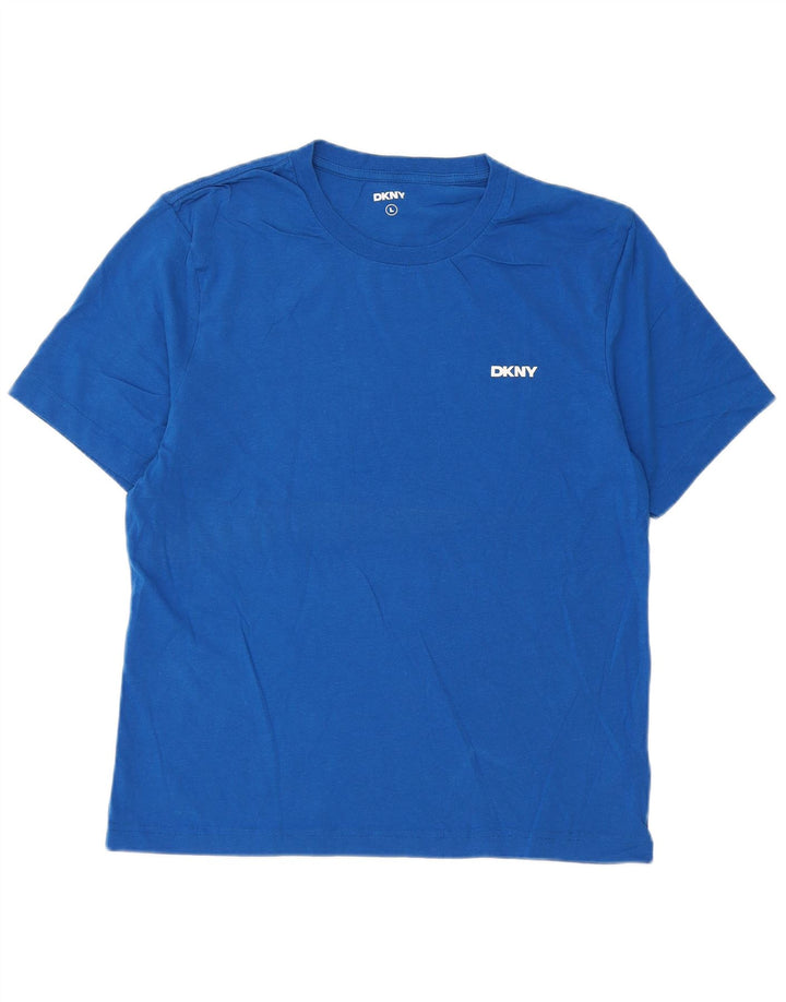 Dkny Dame T-Shirt Top UK 14 Stor Blå Bomuld