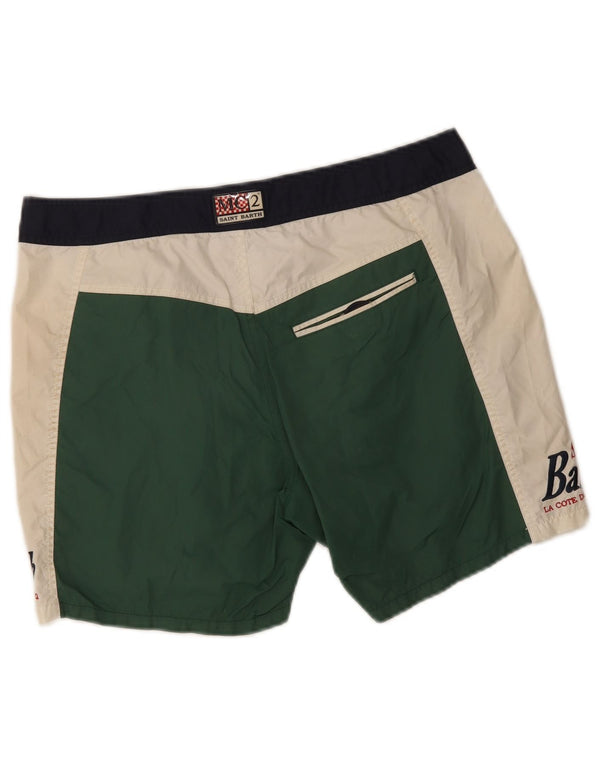 MC2 SAINT BARTH Grafiske svømmeshorts til mænd XL Grøn Colourblock Nylon