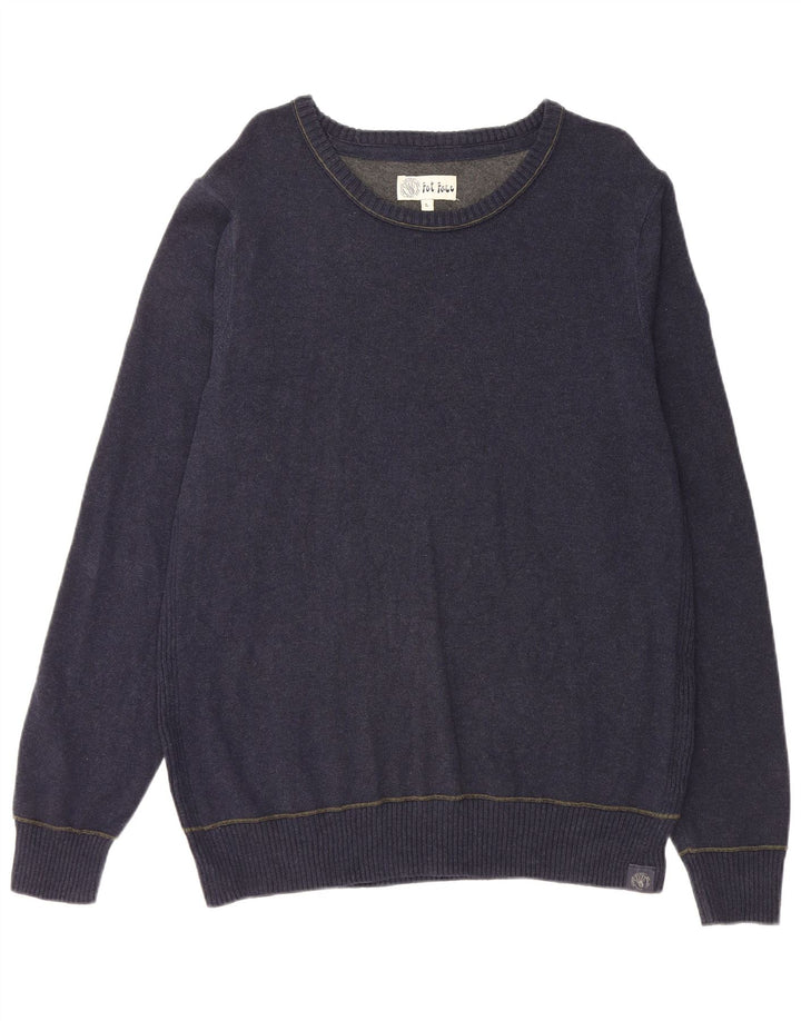 FED FACE Herre Boat Neck Jumper Sweater Stor Marineblå Bomuld