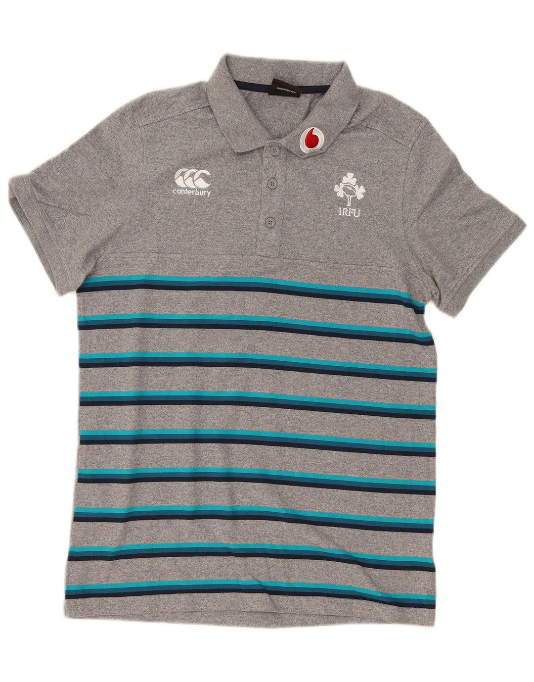 Canterbury grafisk poloshirt til mænd, lille grå stribet bomuld