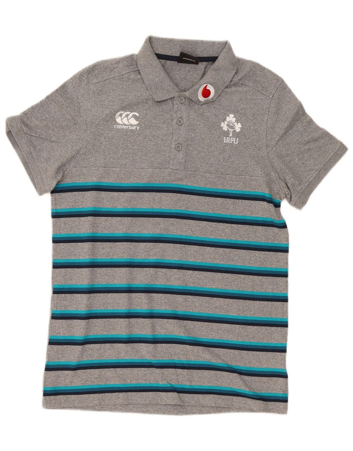 Canterbury grafisk poloshirt til mænd, lille grå stribet bomuld