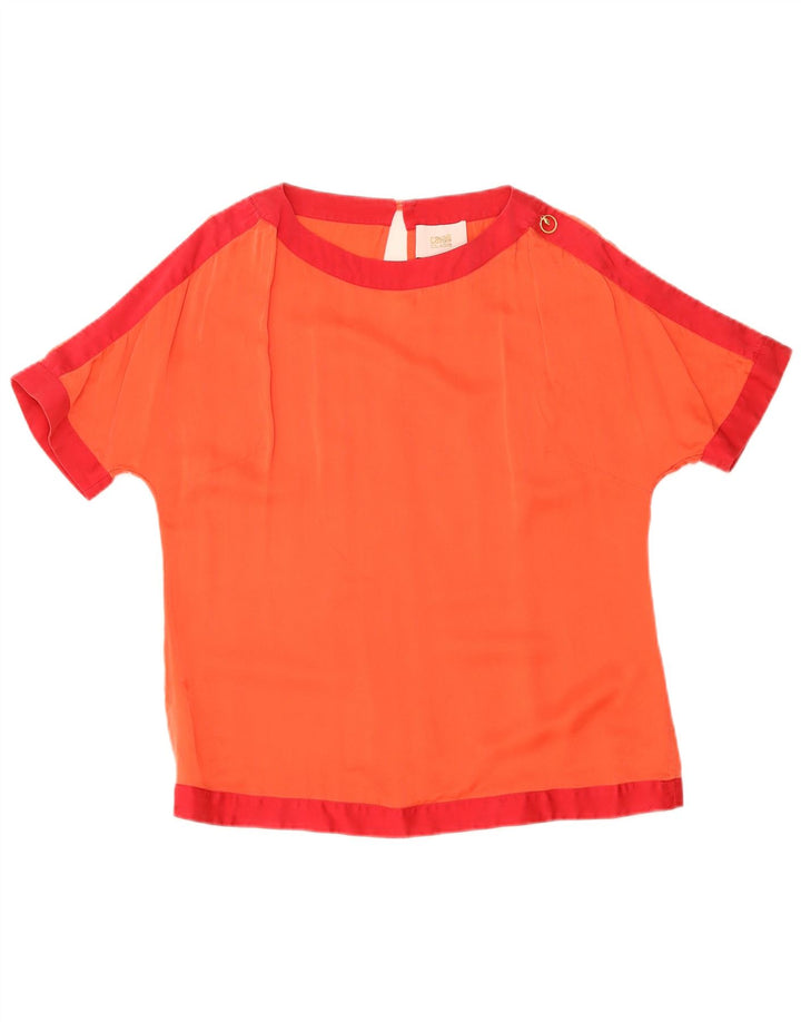 Cavalli Dame Oversized bluse Top US 1 XS Orange Colourblock Silke