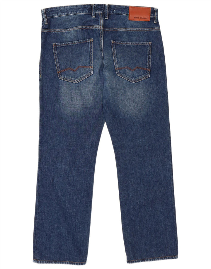 HUGO BOSS Straight Jeans til mænd W34 L30 Blå Bomuld