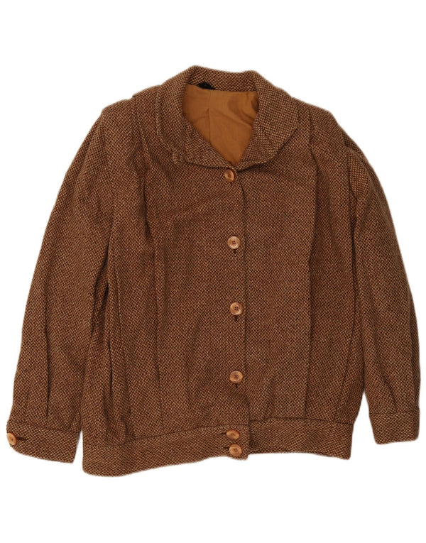 Vintage Womens Bomber Jacket UK 14 Medium Brown Wool