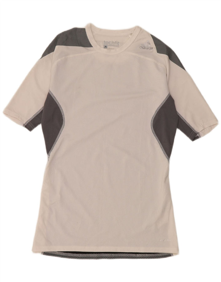 Adidas Herre Compression Graphic T-Shirt Top Stor Hvid Colourblock