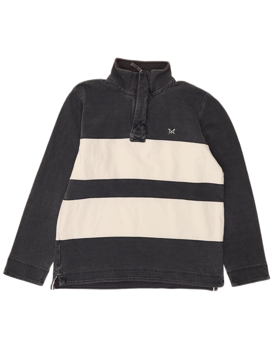 Besætningstøj Herre Zip Neck Sweatshirt Jumper Medium Navyblå stribet