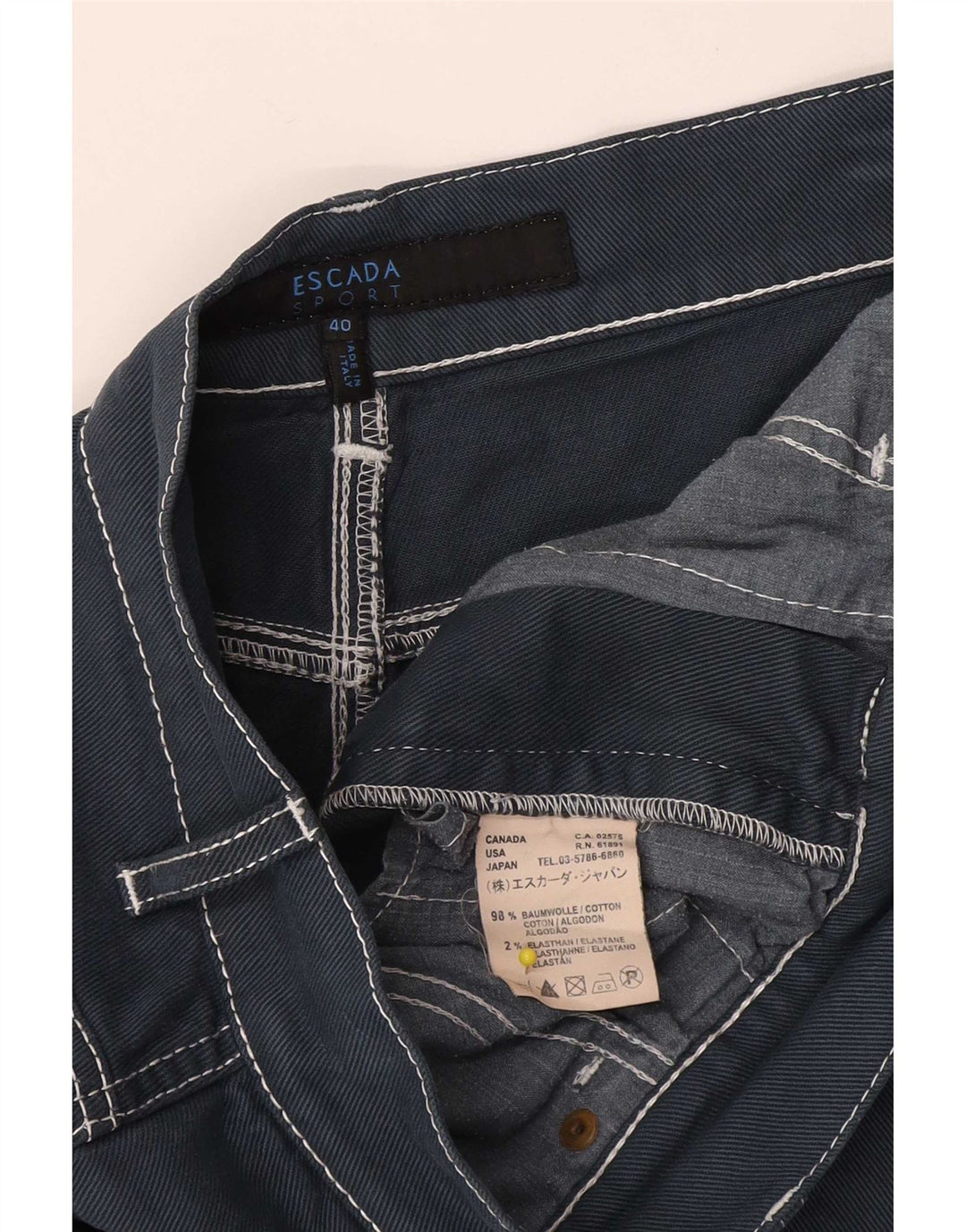 Escada Dame Denim A-Line Nederdel IT 40 Lille W32 Marineblå Bomuld
