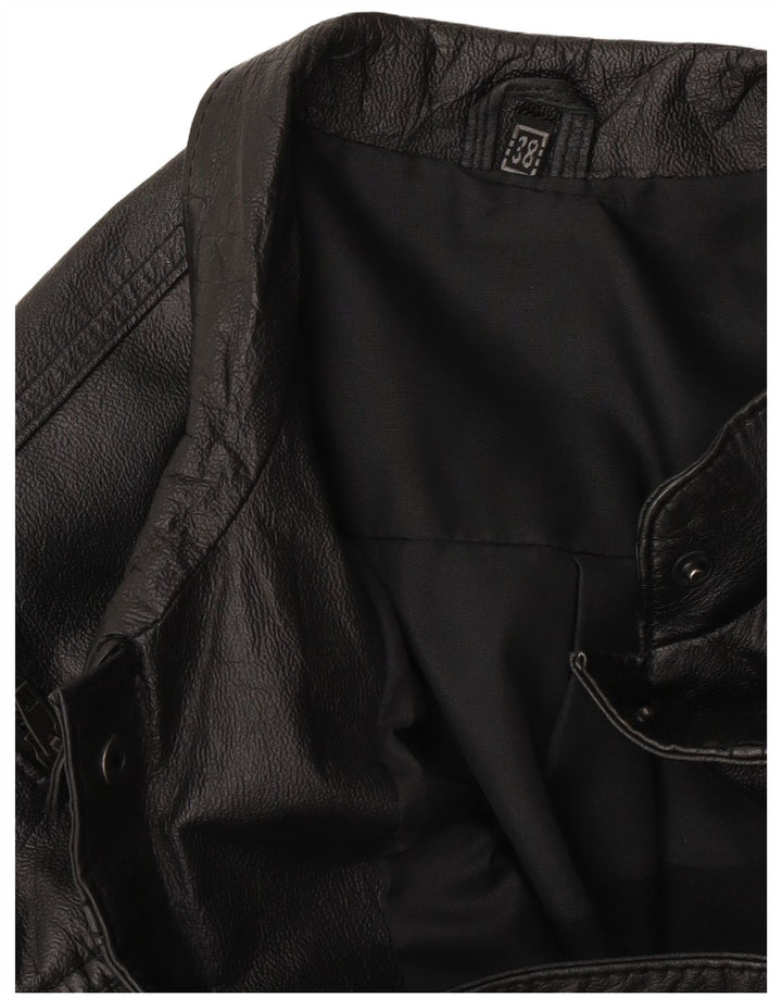 Vintage Dame Loose Fit Læder Gilet EU 38 Medium Black
