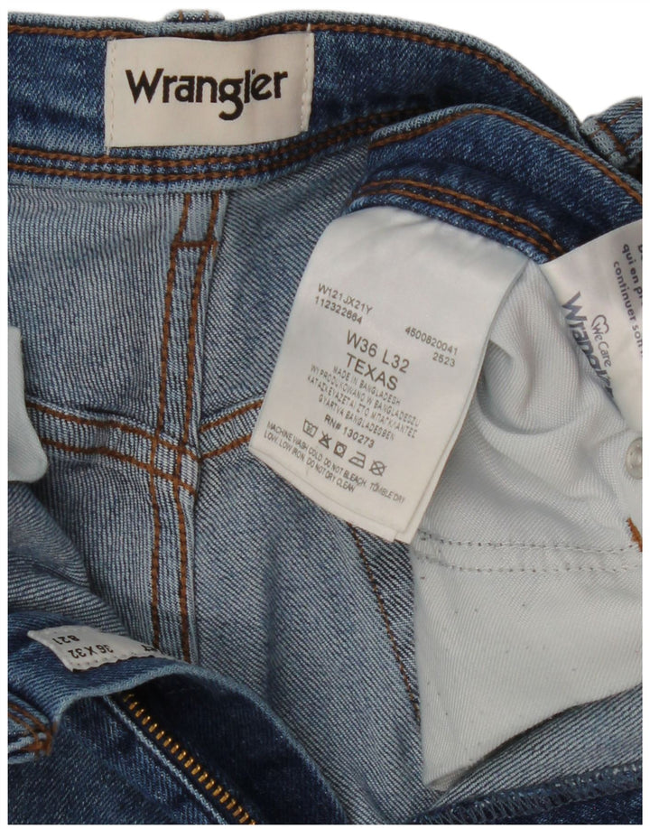 Wrangler Herre Texas Straight Jeans W36 L32 Blå Bomuld