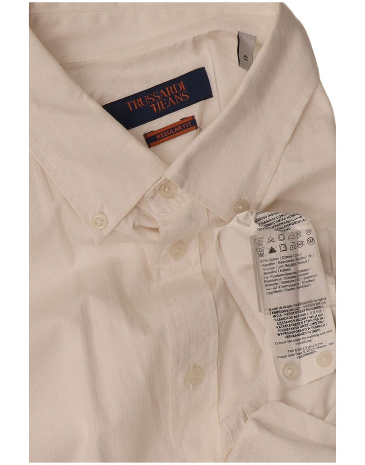 Trussardi Herre Regular Fit skjorte str. 43 Large White Cotton