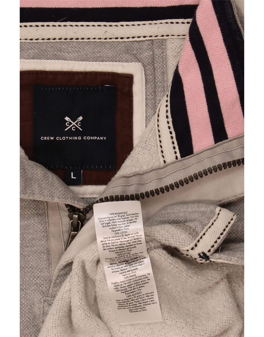 Besætningstøj Herre Zip Neck Sweatshirt Jumper Stor Grå Bomuld