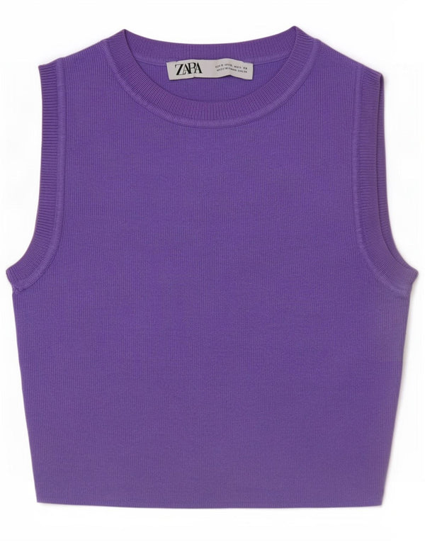 Zara Womens Crop Vest Top UK 8 Small Purple