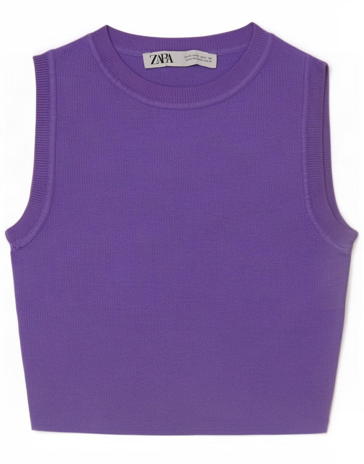 Zara Womens Crop Vest Top UK 8 Small Purple
