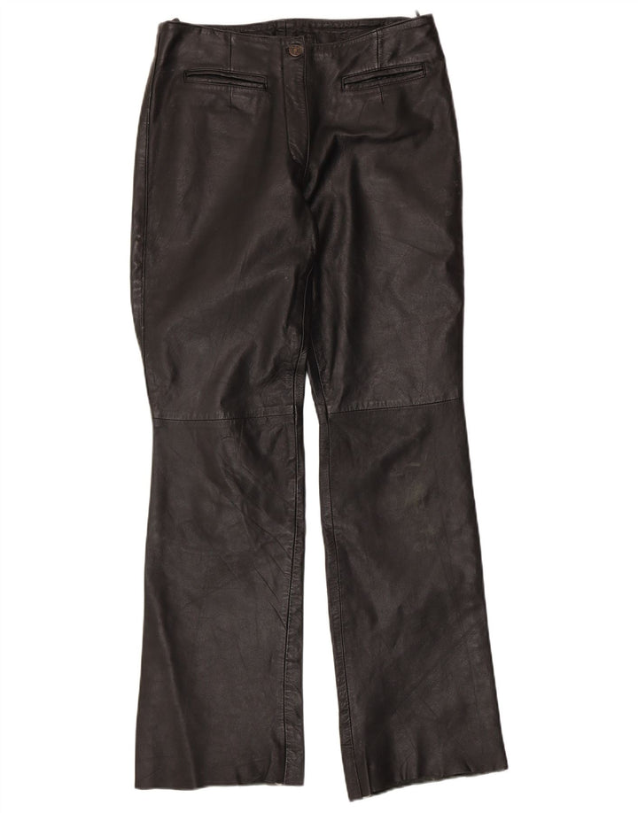 VINTAGE Dame Bootcut læderbukser UK 12 Medium W30 L32 Sort