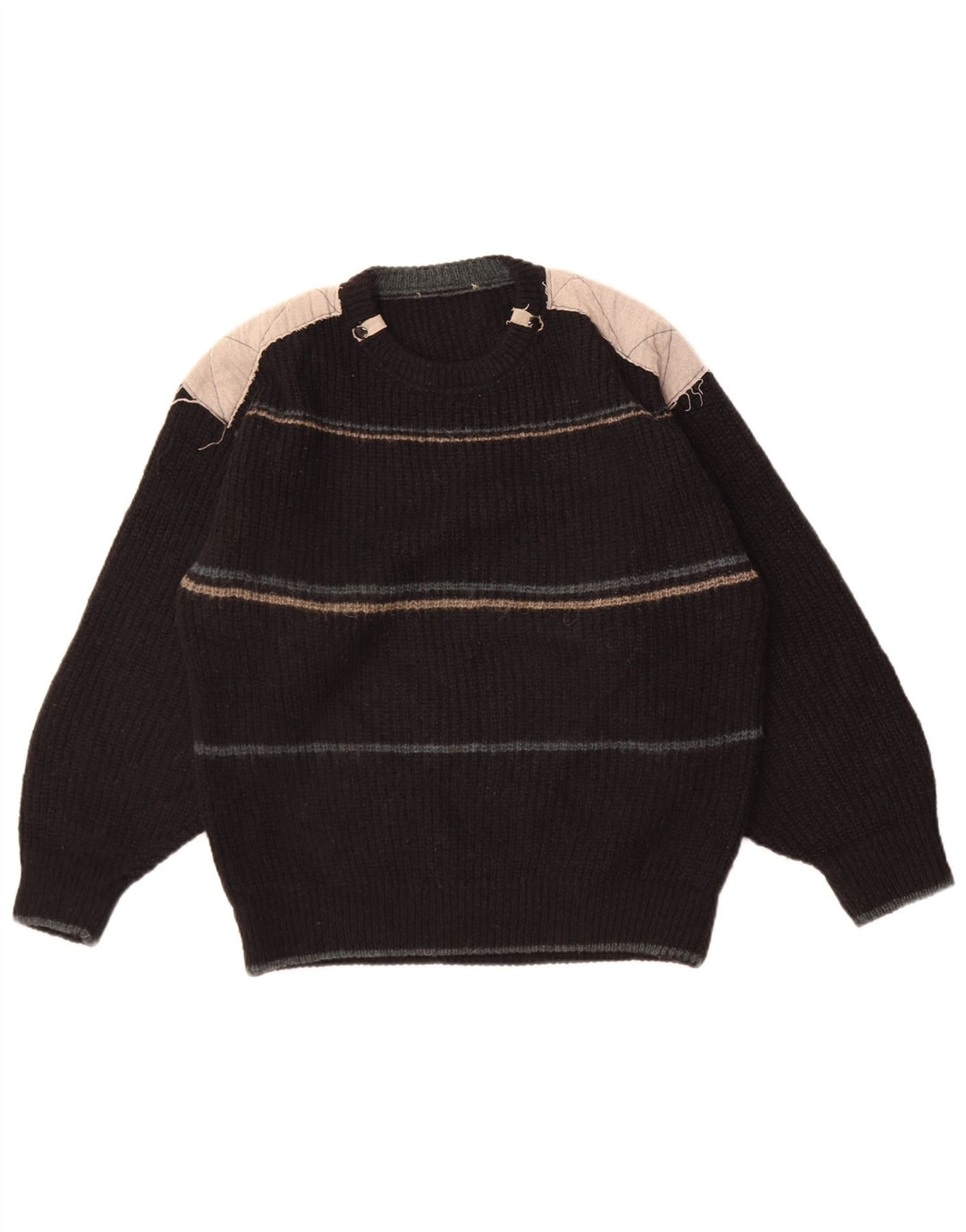 Vintage sweater med rund hals til mænd mellem sort farveblok