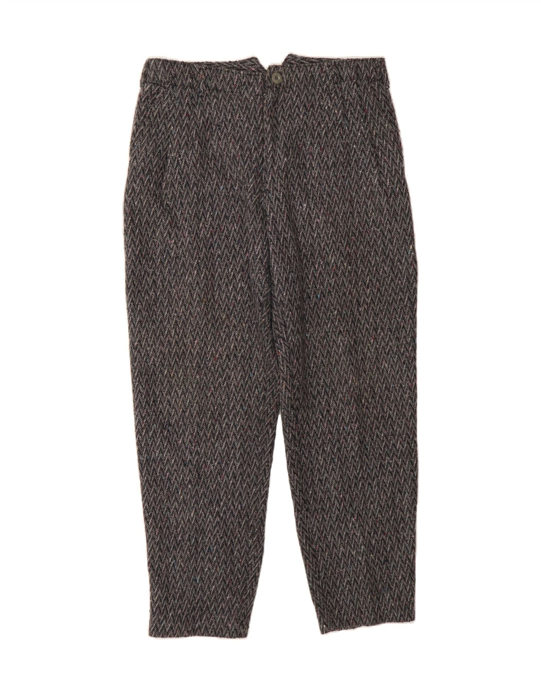 VINTAGE Womens Tapered Casual Trousers W36 L31  Grey Chevron Polyester Vintage Vintage and Second-Hand Vintage from Messina Hembry 