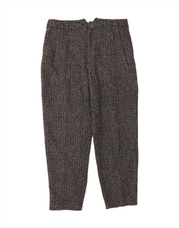 VINTAGE Womens Tapered Casual Trousers W36 L31  Grey Chevron Polyester Vintage Vintage and Second-Hand Vintage from Messina Hembry 