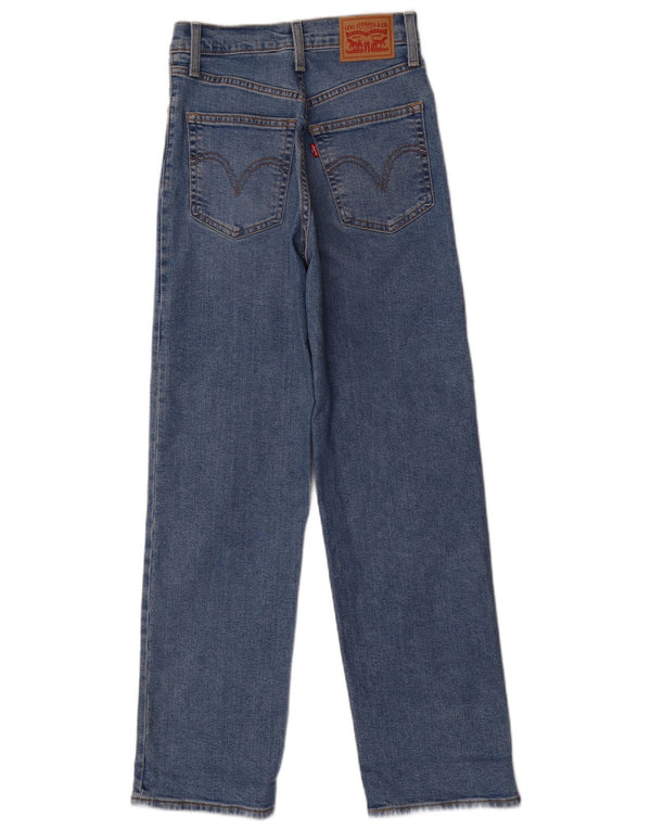 Levi's Dame Ribcage Højtaljede Lige Jeans W25 L29 Blå Bomuld