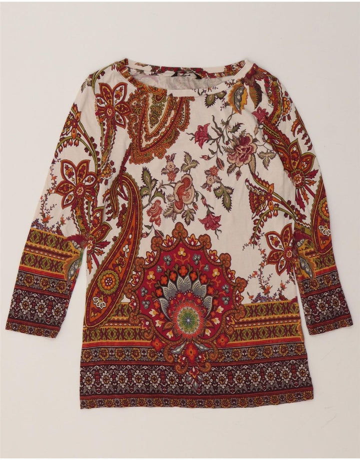 Desigual Dame Top 3/4 ærmer UK 10 Small Multicolor Paisley Viscose